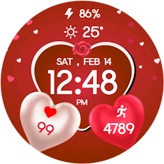 3D Valentine Hearts WatchFace